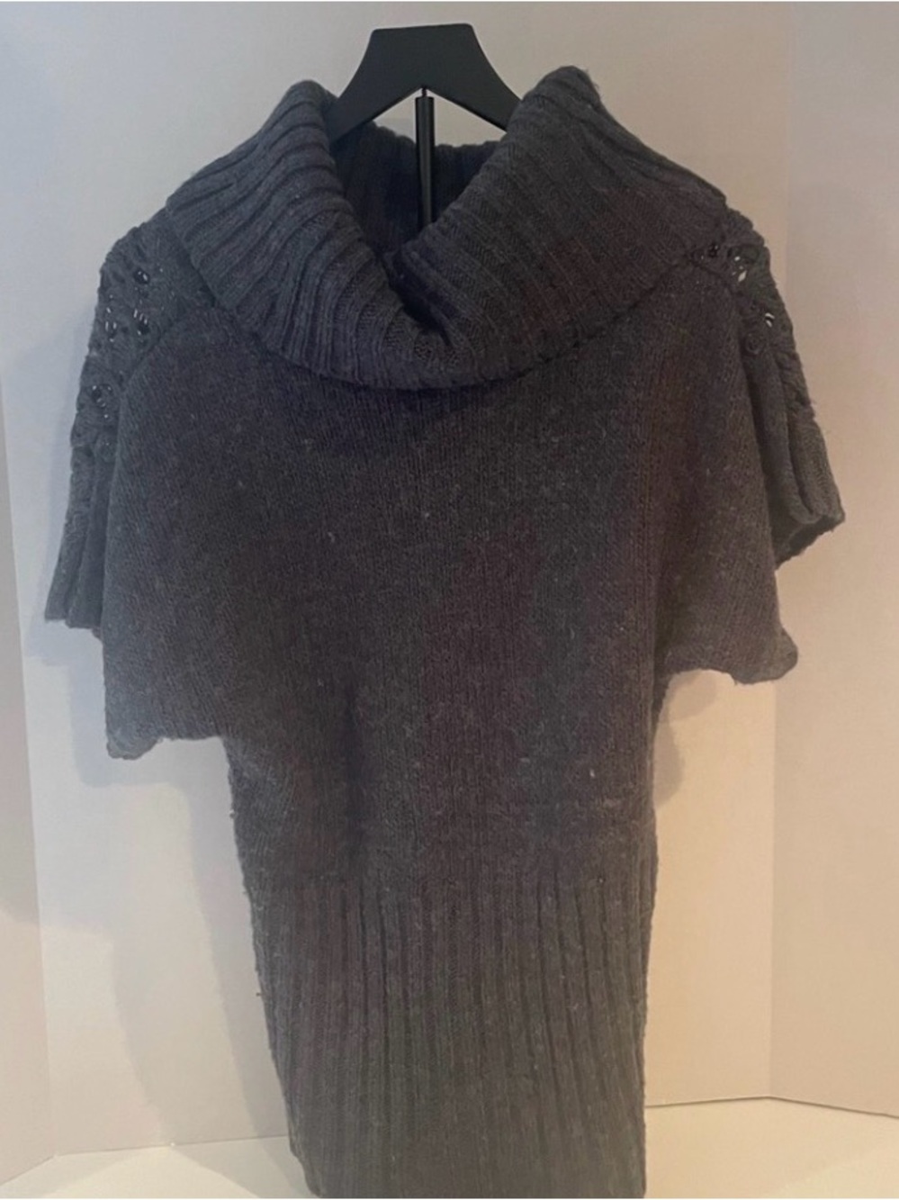 Fenn Wright Manson Sweater Medium Brown Knit Poncho Style Wool Blend Draped Top
